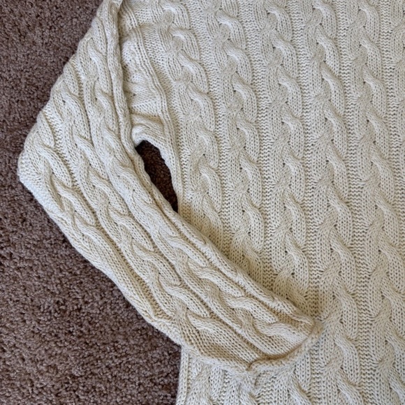 Vtg Yohji Yamamoto Cable Knit Ramie Cream Tassle Dress Long Sleeve Sz.Med. 90's - Picture 6 of 11